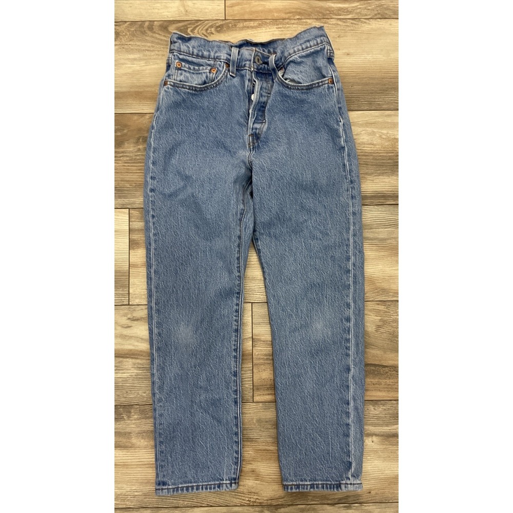 Levis 501 Jeans Womens 26X26 Original Skinny Blue Stretch Denim Button Fly EUC